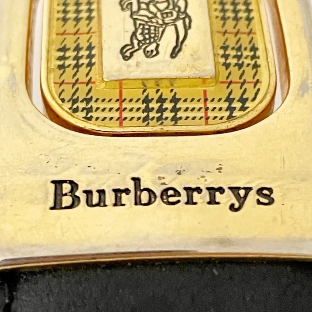Burberry gold tone nova check knight buckle vintage unisex
